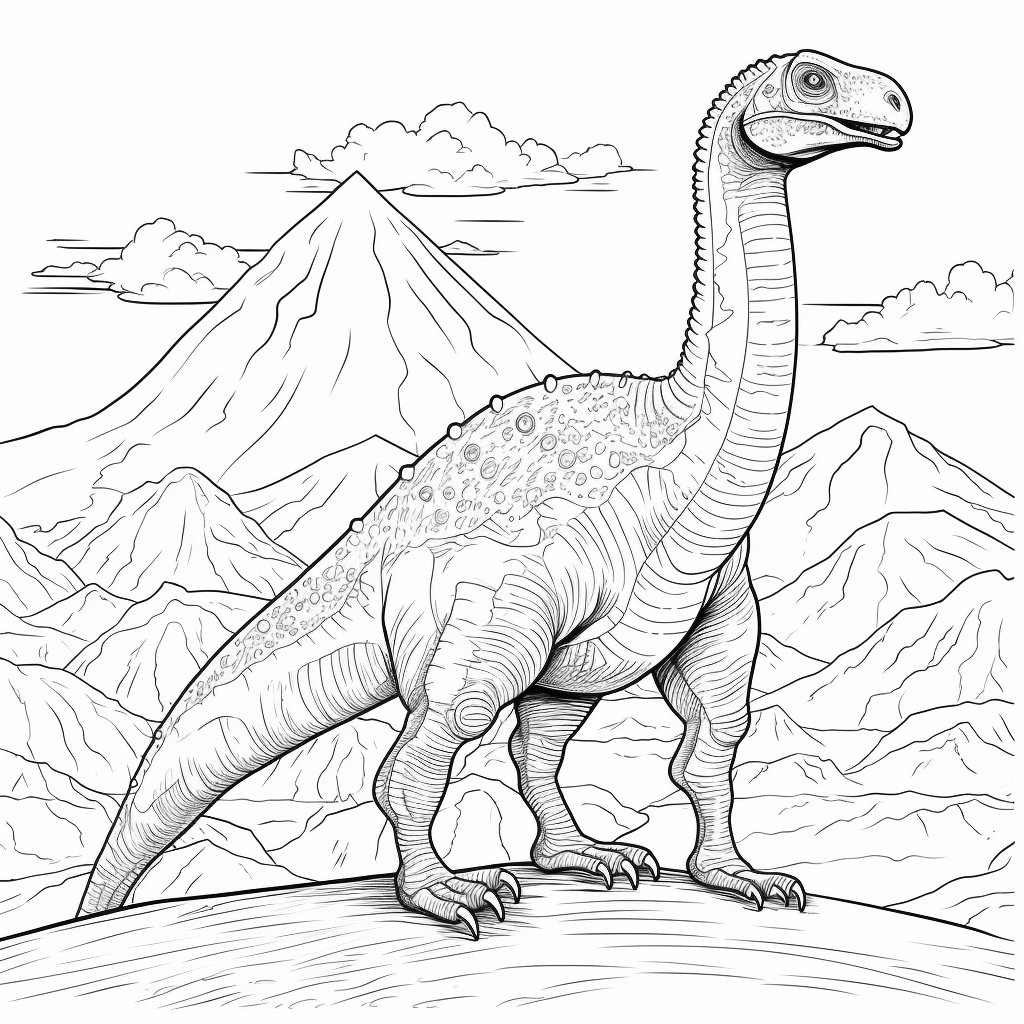Dromaeosaurus vor einem Feuerberg Ausmalbild und Malvorlage