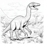Dromaeosaurus zwischen Gräsern Ausmalbild und Malvorlage