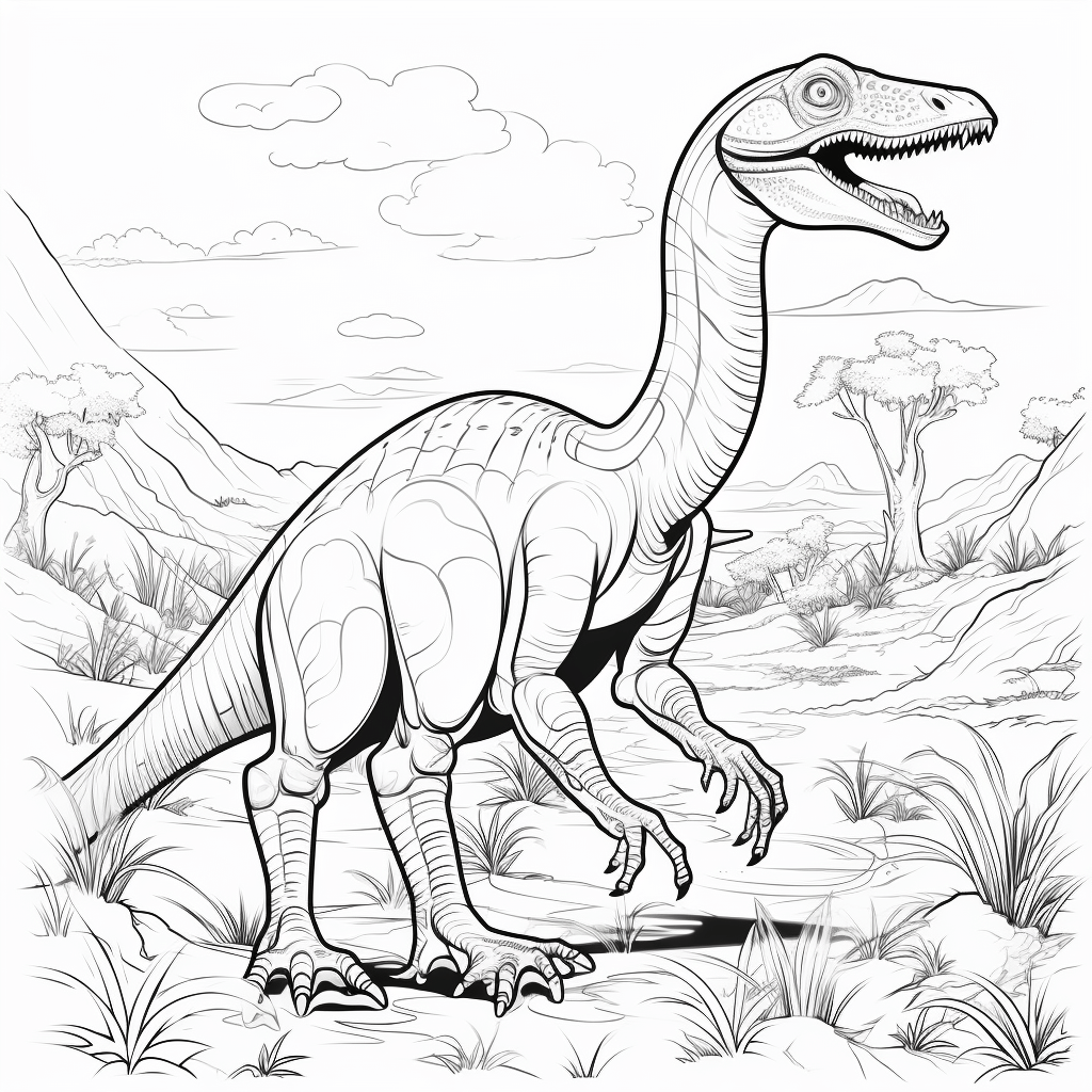 Dromaeosaurus zwischen Gräsern Ausmalbild und Malvorlage