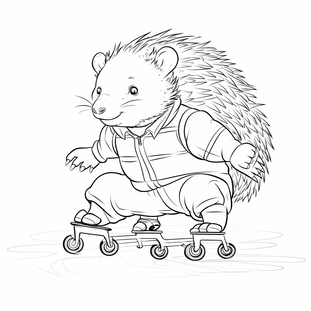 Eislaufendes Stachelschwein Ausmalbild und Malvorlage