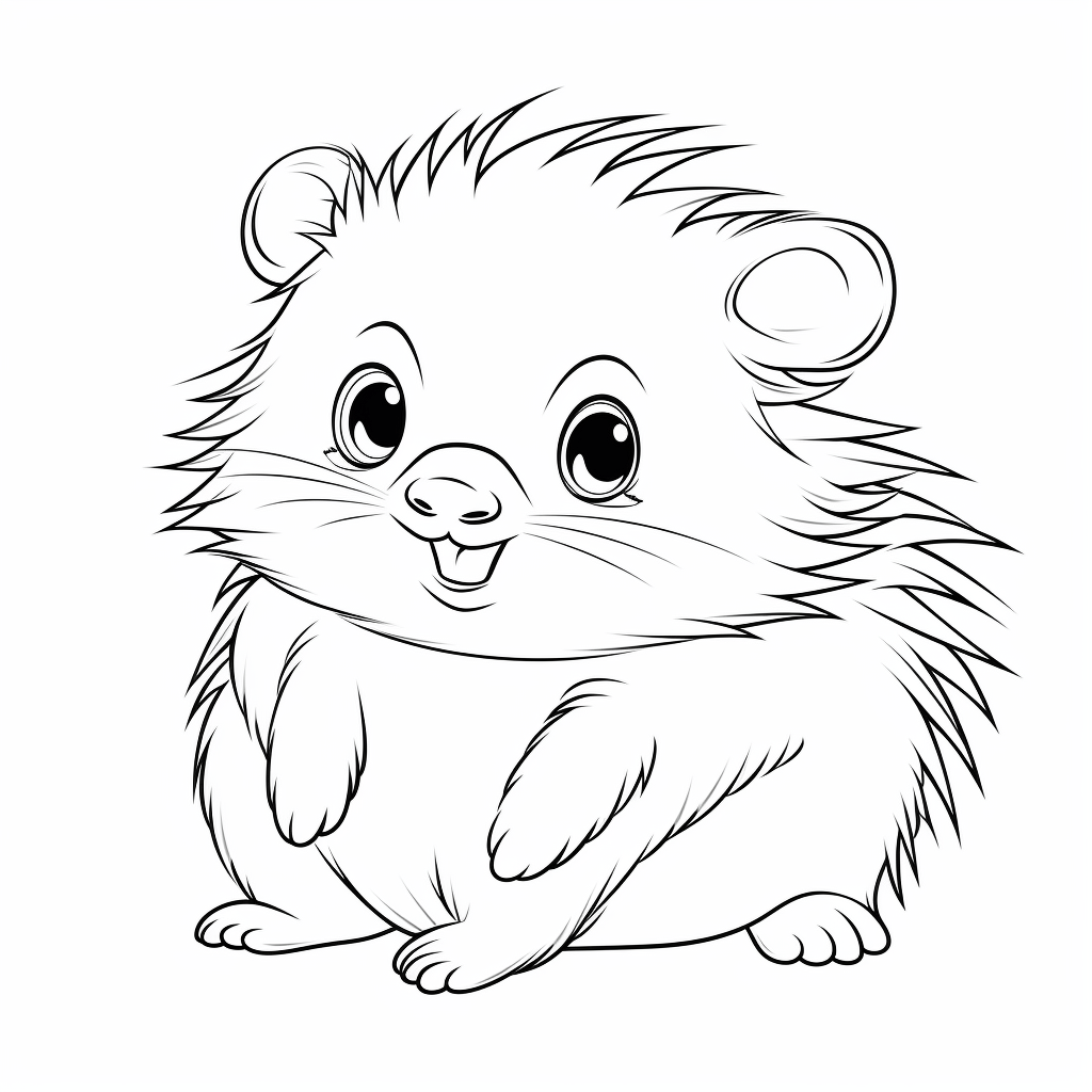 Flauschiges Stachelschwein Ausmalbild und Malvorlage