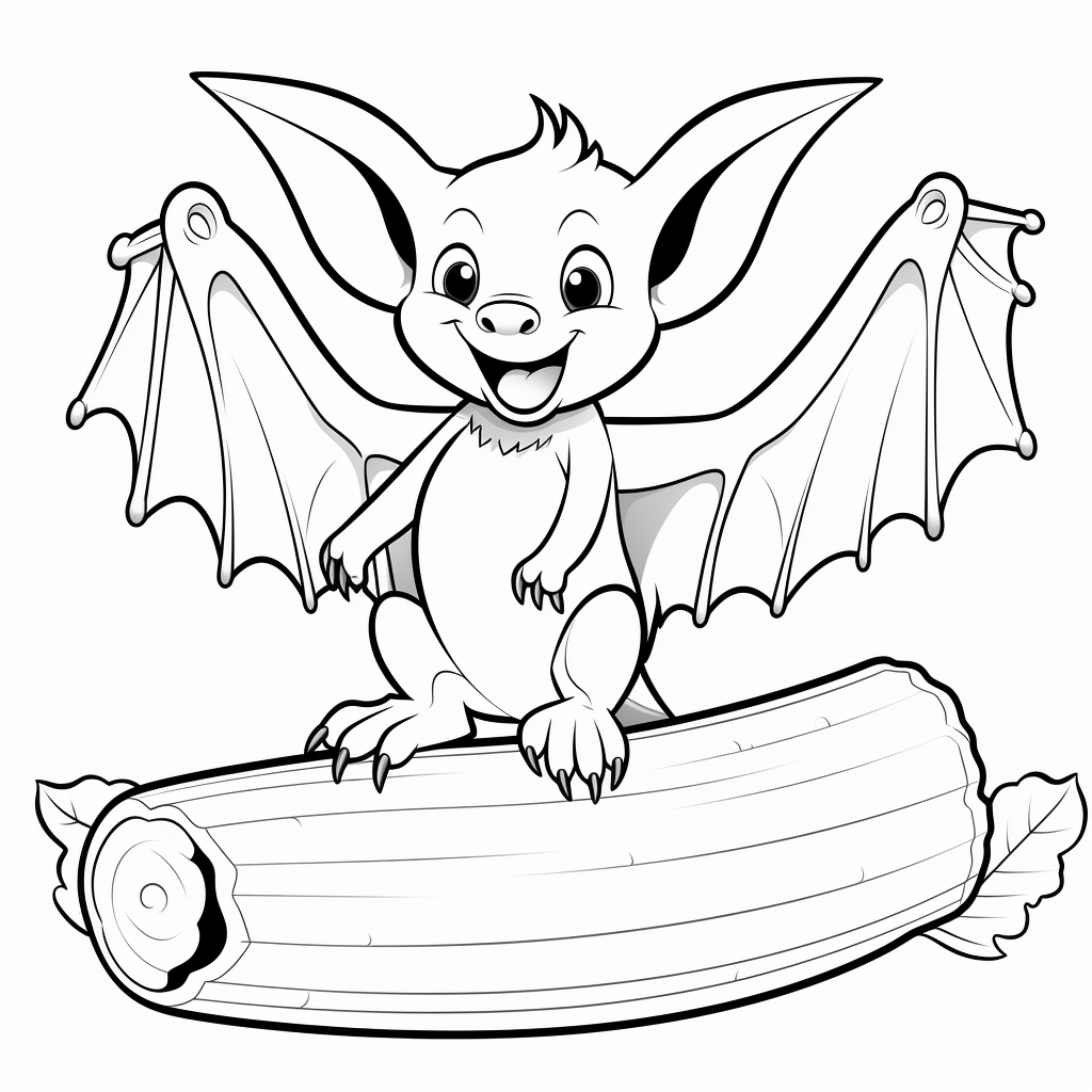 Fledermaus hängt an Banane Ausmalbild und Malvorlage