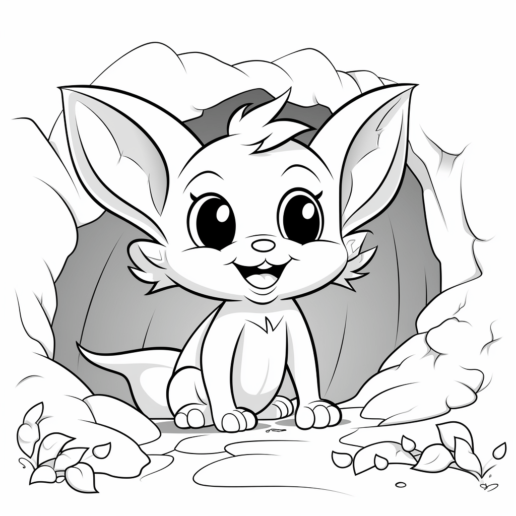 Fledermaus in Höhle Ausmalbild und Malvorlage