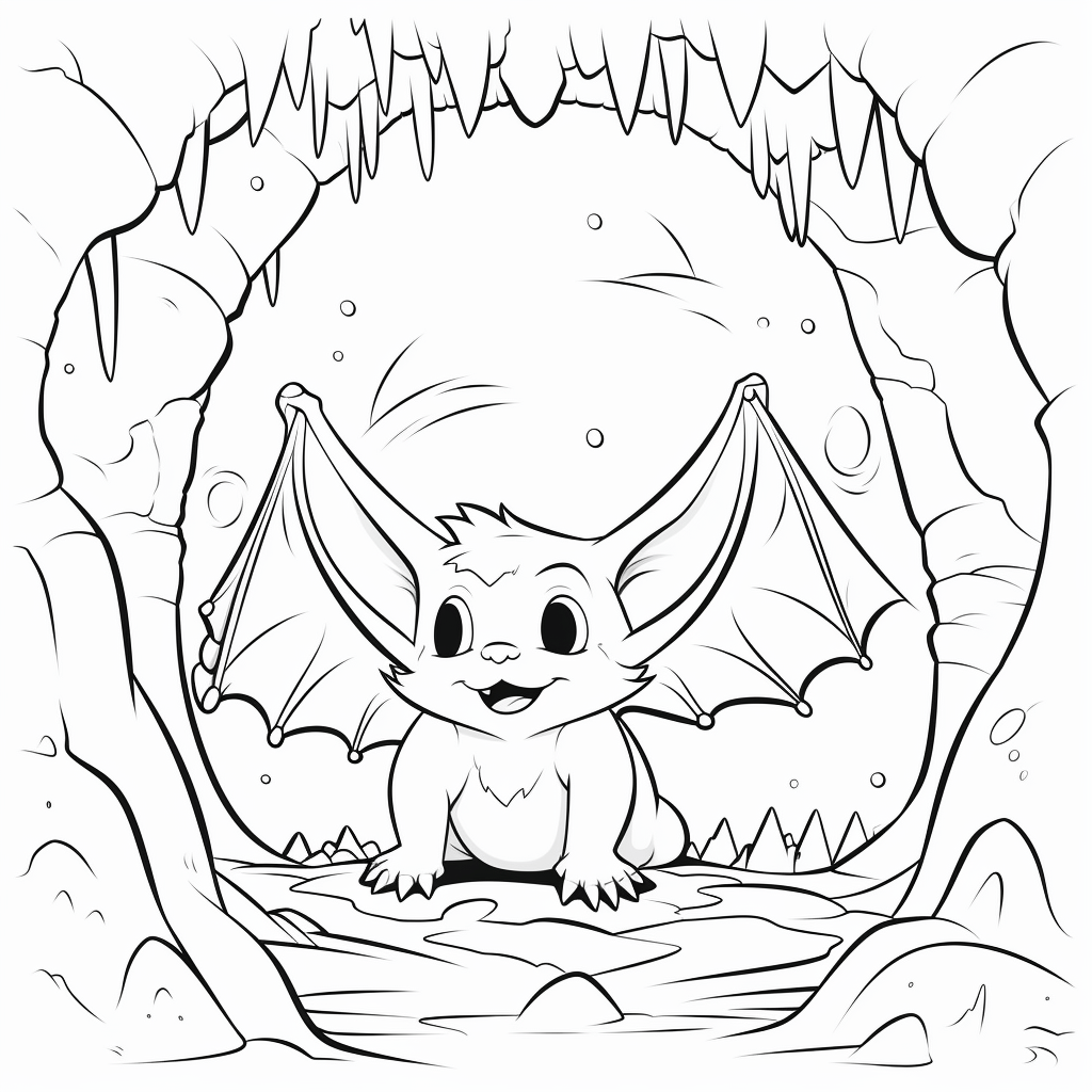 Fledermaus schläft in Höhle Ausmalbild und Malvorlage