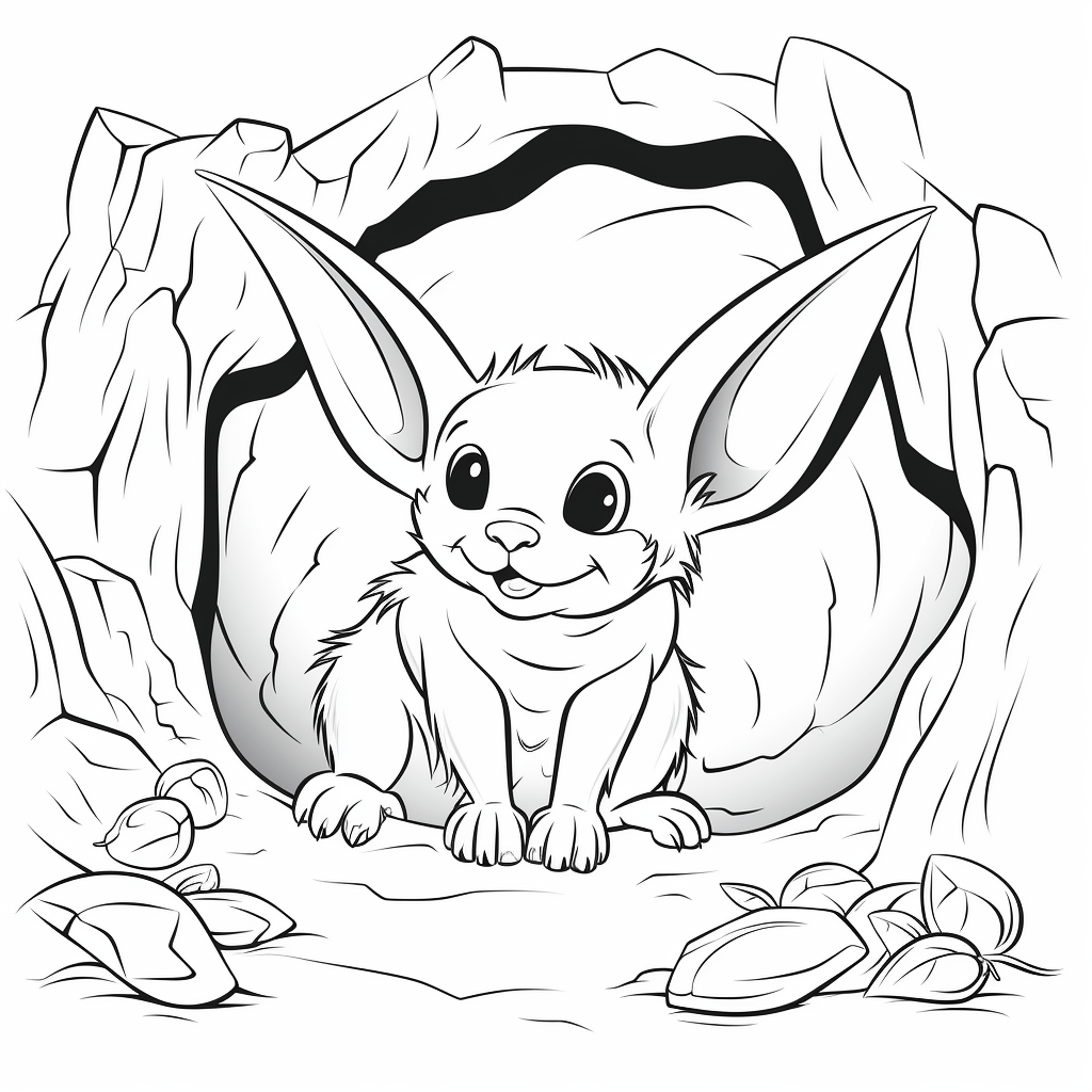 Fledermaus wohnt in Höhle Ausmalbild und Malvorlage