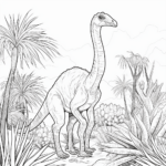 Gallimimus frisst Pflanzen Ausmalbild und Malvorlage