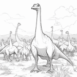 Gallimimus in der Herde Ausmalbild und Malvorlage