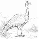 Gallimimus mit Federn Ausmalbild und Malvorlage