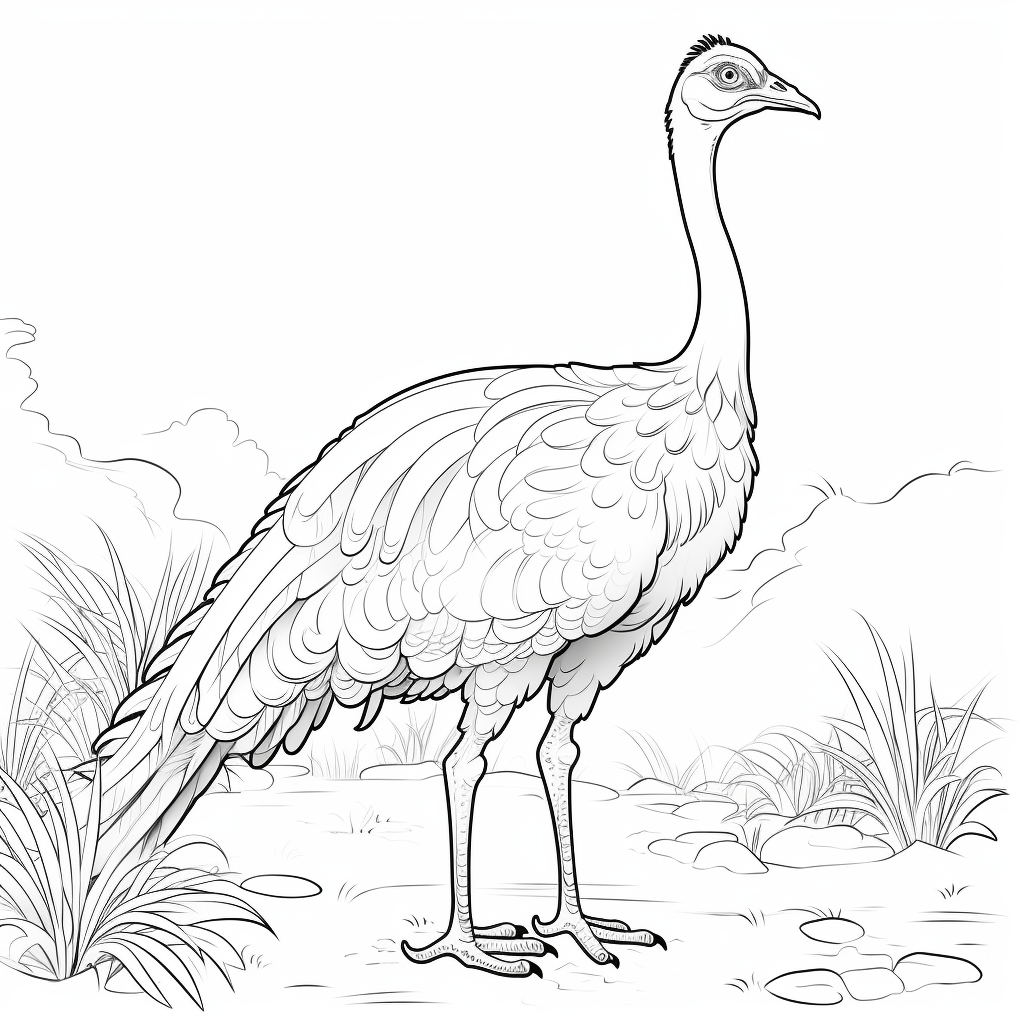 Gallimimus mit Federn Ausmalbild und Malvorlage