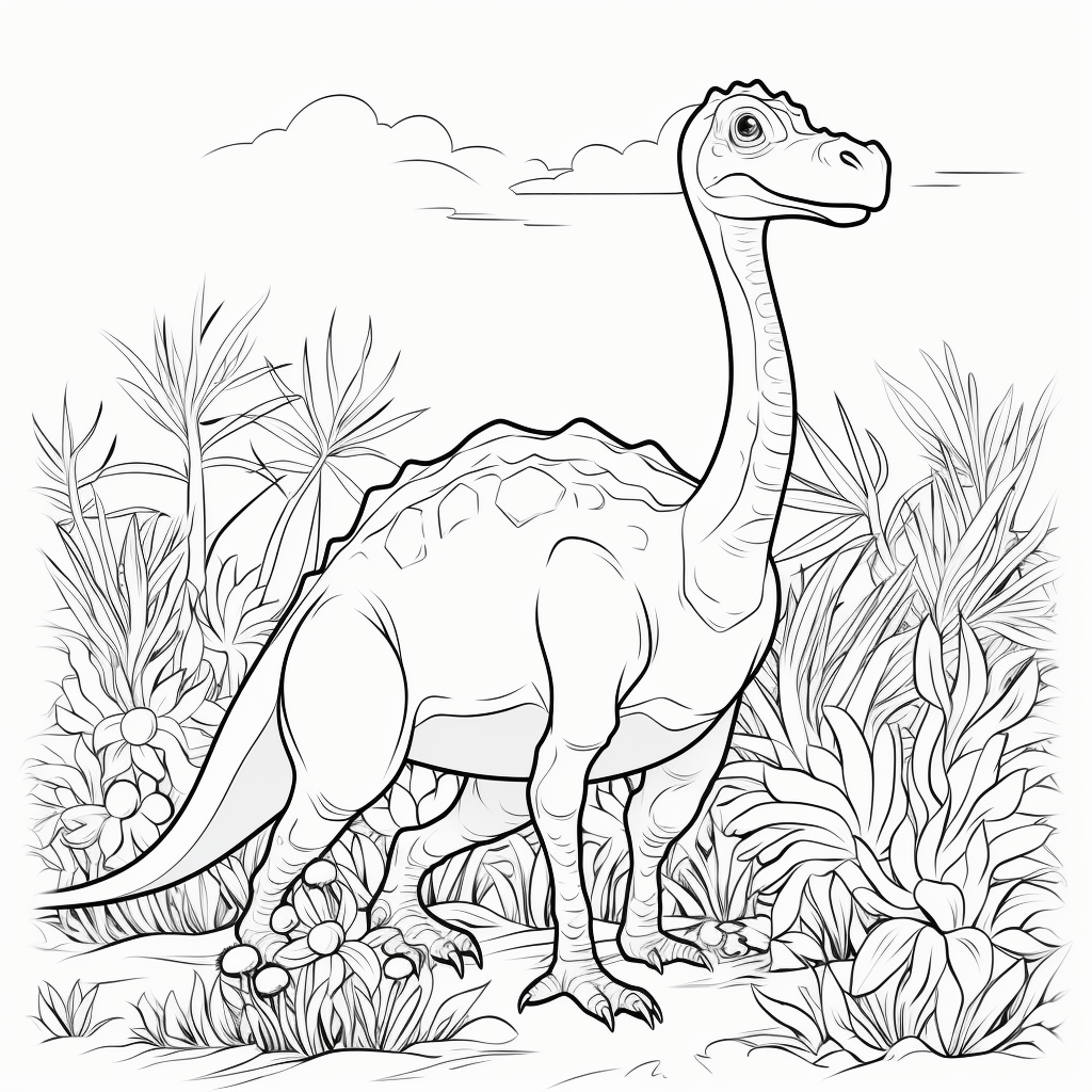 Gallimimus mit vollem Bauch Ausmalbild und Malvorlage