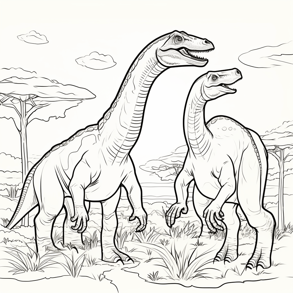 Giganotosaurus kämpft gegen einen Argentinosaurus Ausmalbild und Malvorlage