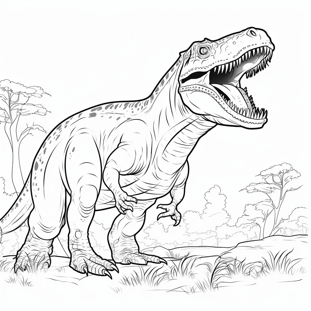 Giganotosaurus kaut auf einem Knochen Ausmalbild und Malvorlage