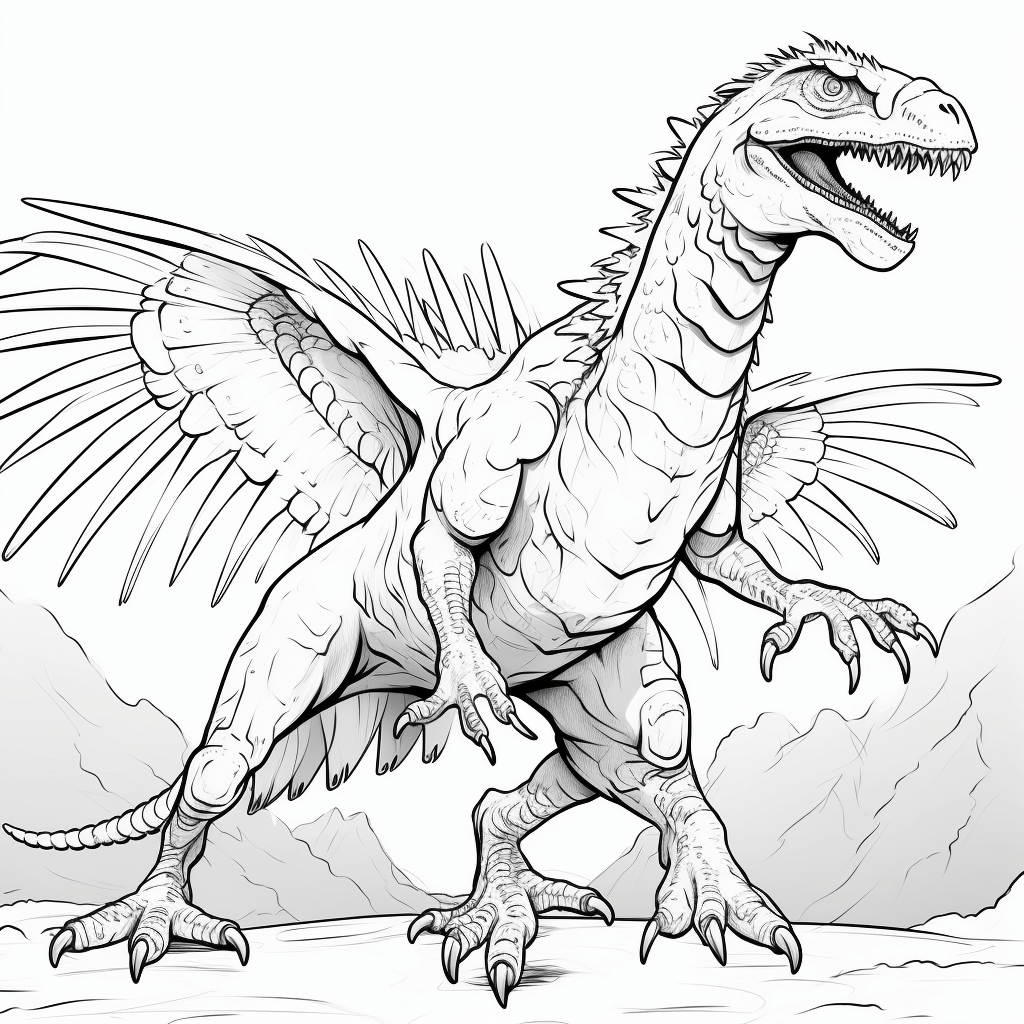 Giganotosaurus mit Flügeln Ausmalbild und Malvorlage