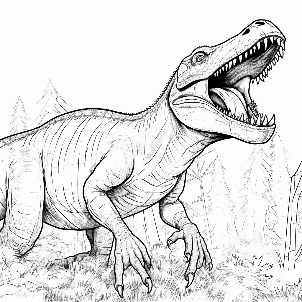 Giganotosaurus mit einem Knochen im Maul Ausmalbild und Malvorlage