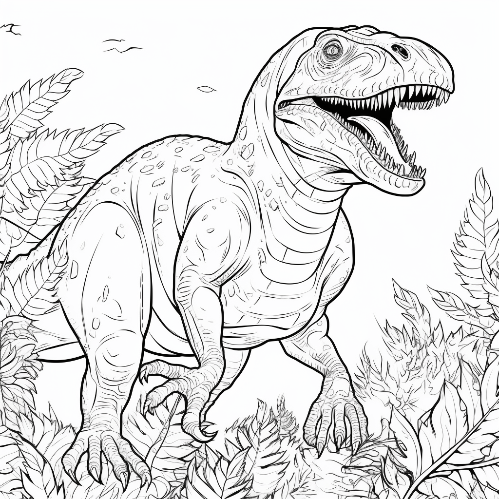 Giganotosaurus schüttelt seine Federn Ausmalbild und Malvorlage