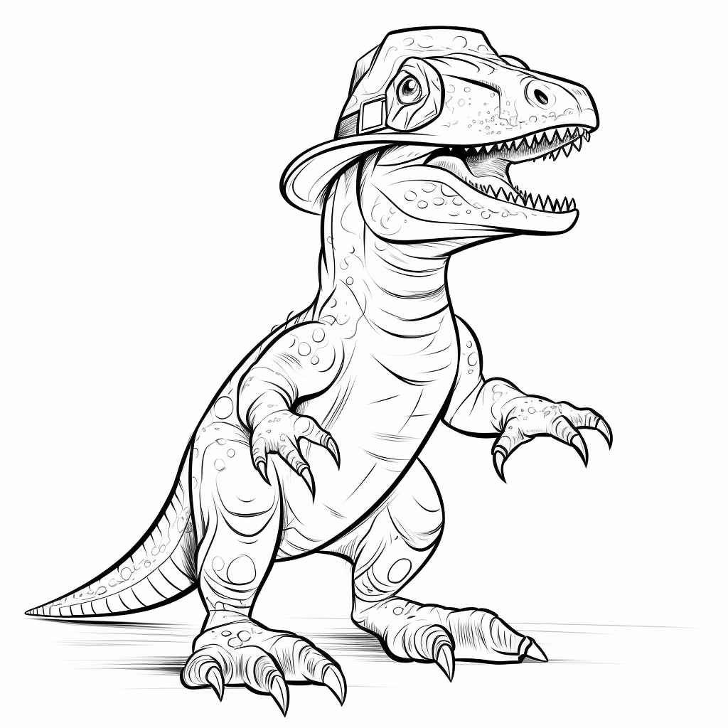 Giganotosaurus trägt einen lustigen Hut Ausmalbild und Malvorlage