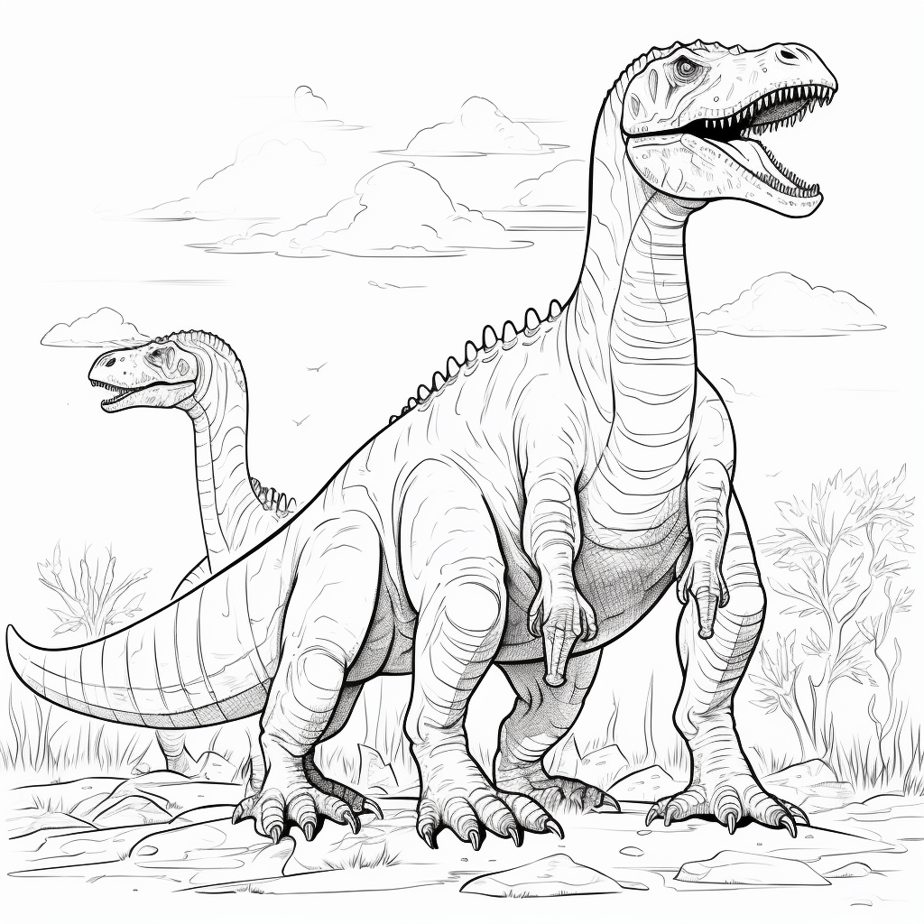Giganotosaurus und Argentinosaurus Ausmalbild und Malvorlage