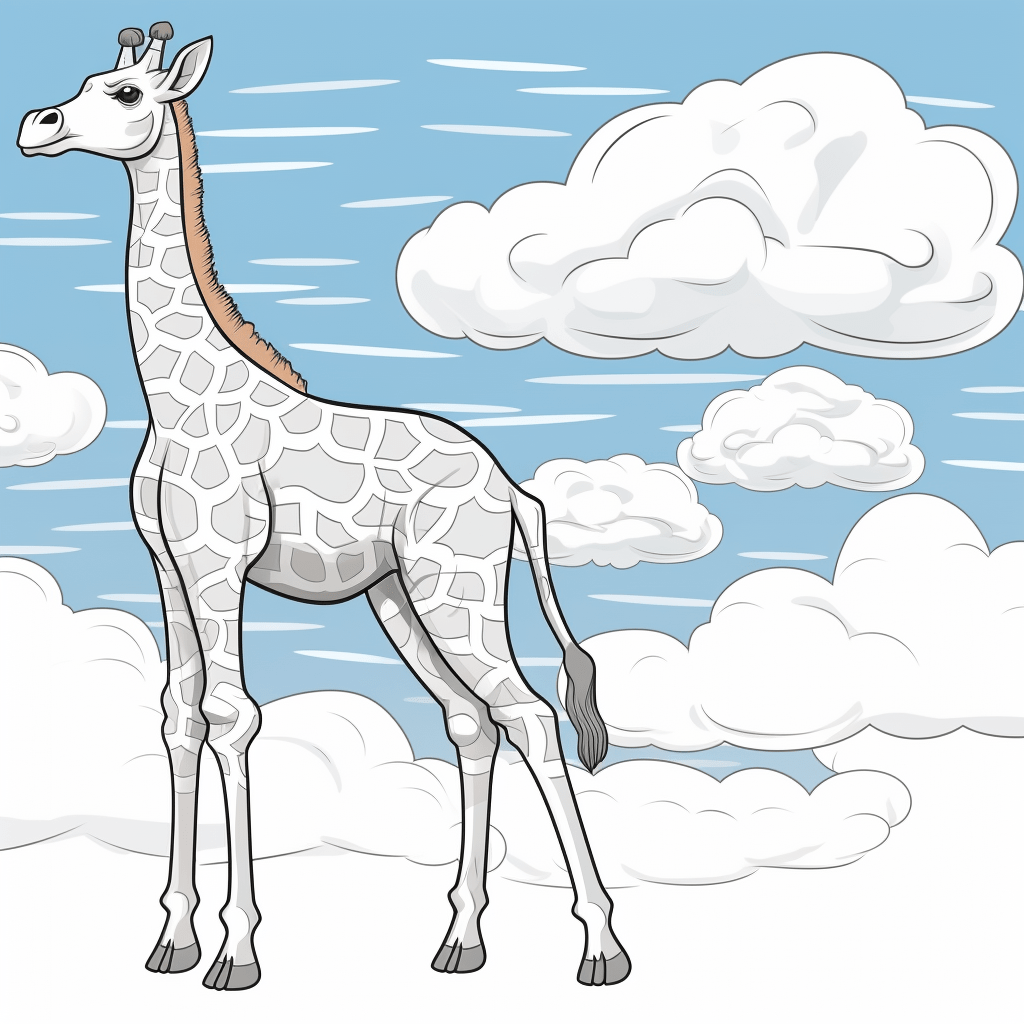 Giraffe erreicht die Wolken Ausmalbild und Malvorlage