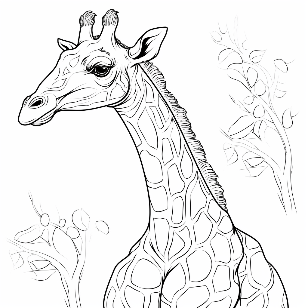 Giraffe mit ausgestrecktem Hals Ausmalbild und Malvorlage