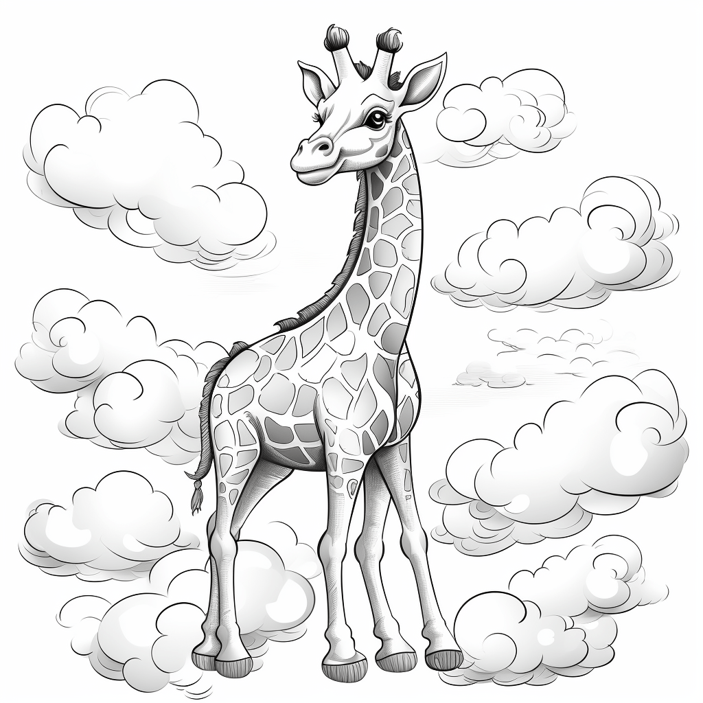 Giraffe und Himmel Ausmalbild und Malvorlage