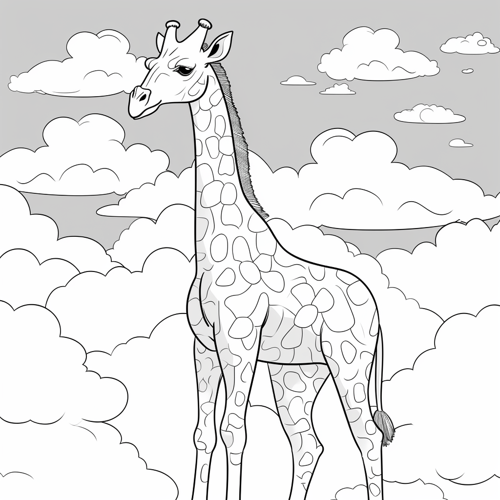 Giraffe und Wolken Ausmalbild und Malvorlage