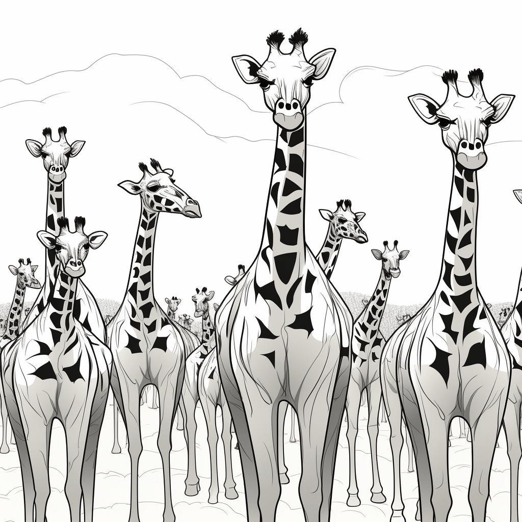 Giraffen zusammen Ausmalbild und Malvorlage