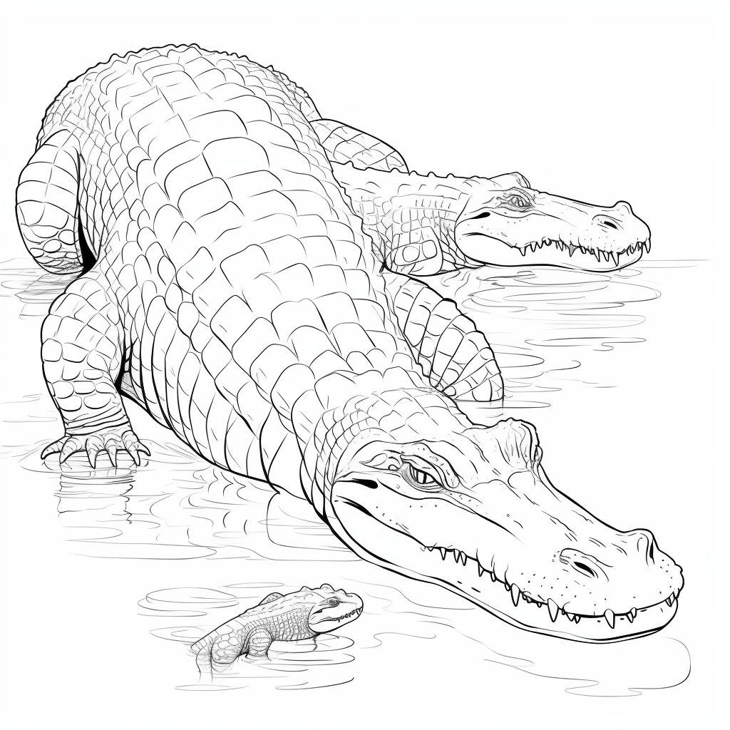 Großes und kleines Nilkrokodil Ausmalbild und Malvorlage