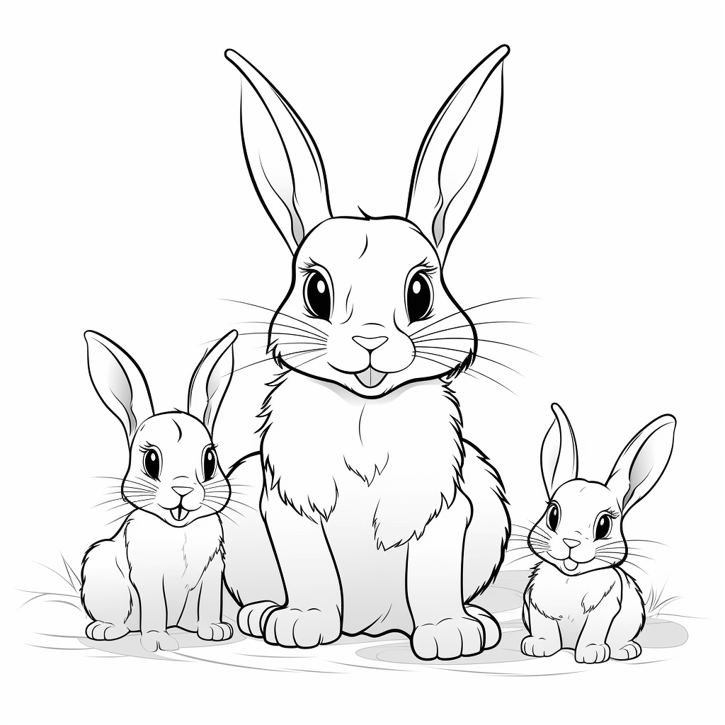 Hase lehrt Babyhasen hüpfen Ausmalbild und Malvorlage