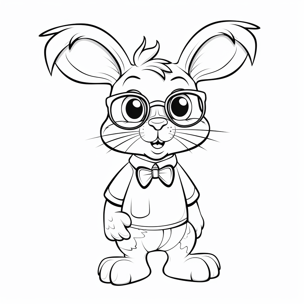 Hase putzt Brille und schaut neugierig Ausmalbild und Malvorlage