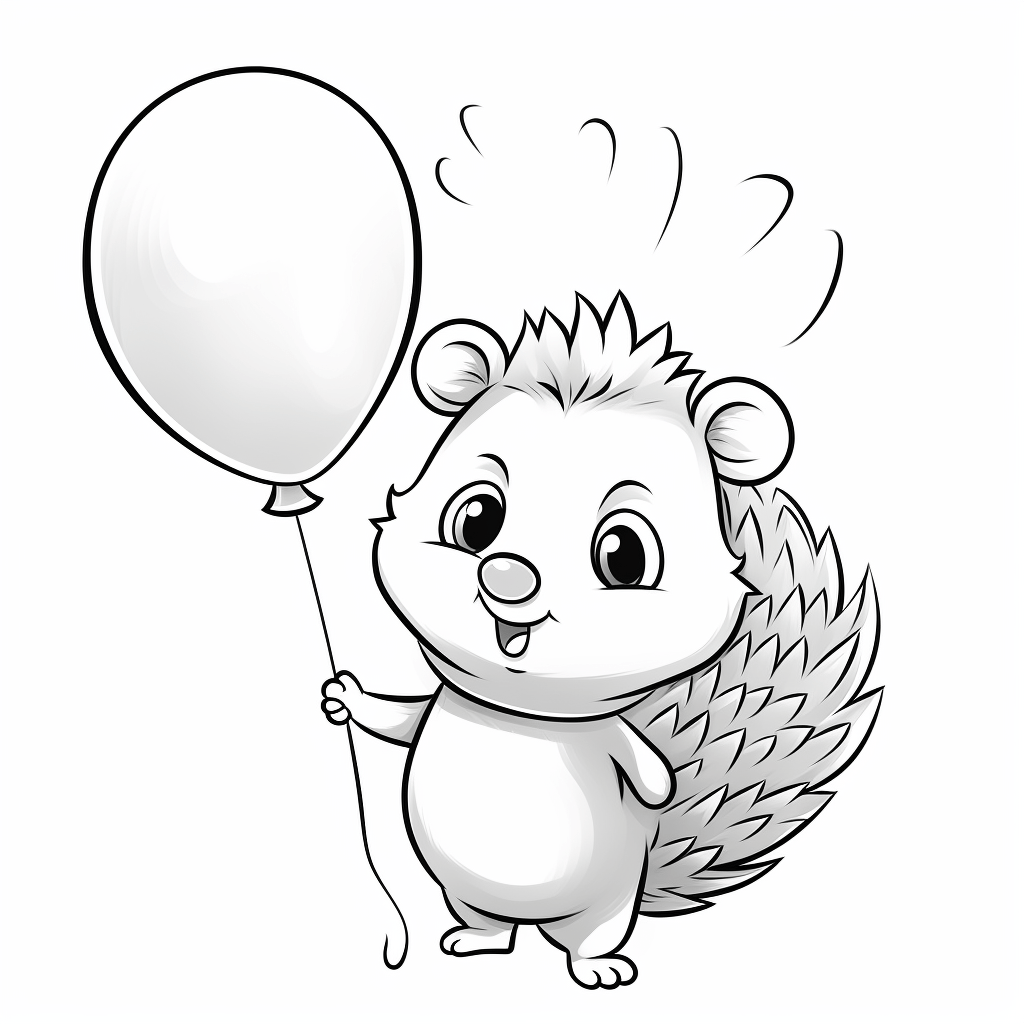 Igel formt Ballon zu einem Tier Ausmalbild und Malvorlage