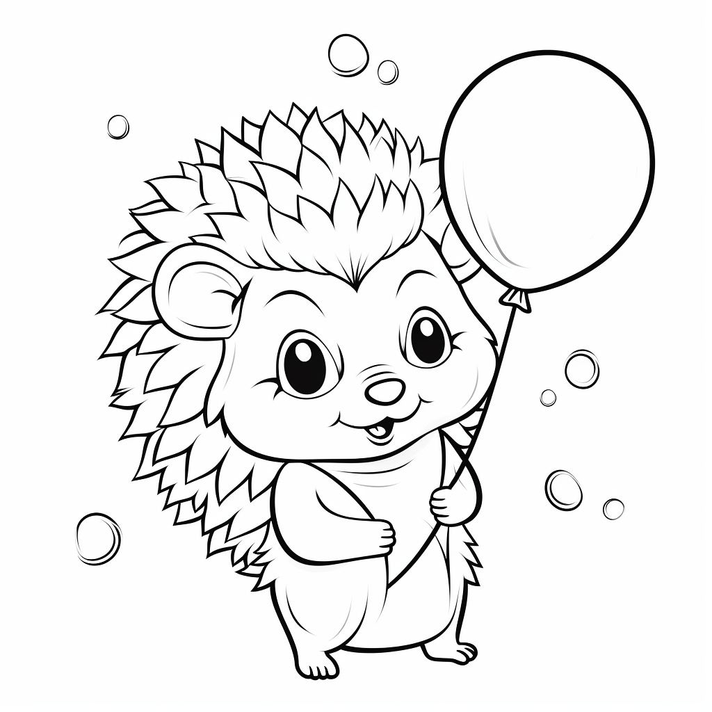 Igel mit Ballon Ausmalbild und Malvorlage