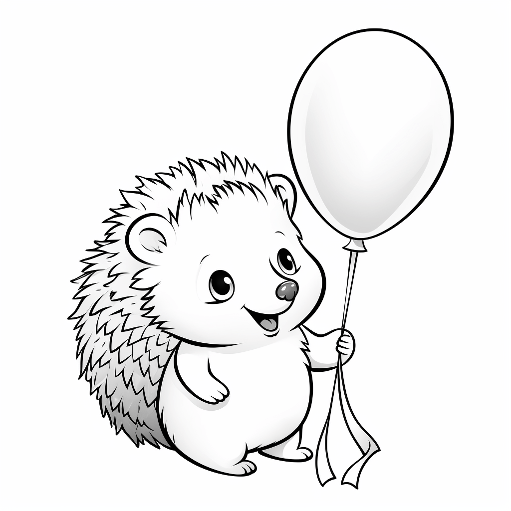 Igel platzt Ballon mit seinen Stacheln aus Versehen Ausmalbild und Malvorlage