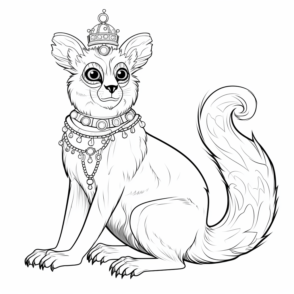 König-Lemur auf Thron Ausmalbild und Malvorlage