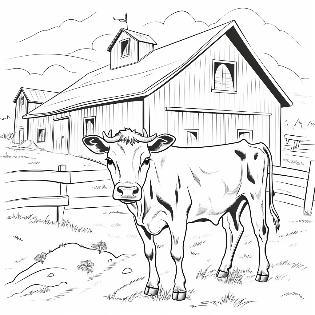 Kuh im Stall Ausmalbild und Malvorlage