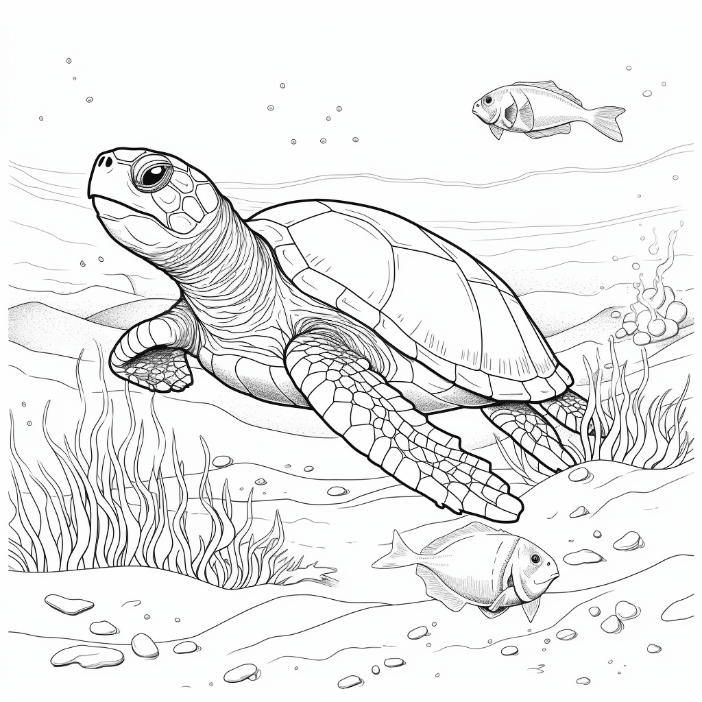 Lederschildkröte ärgert Krabbe Ausmalbild und Malvorlage
