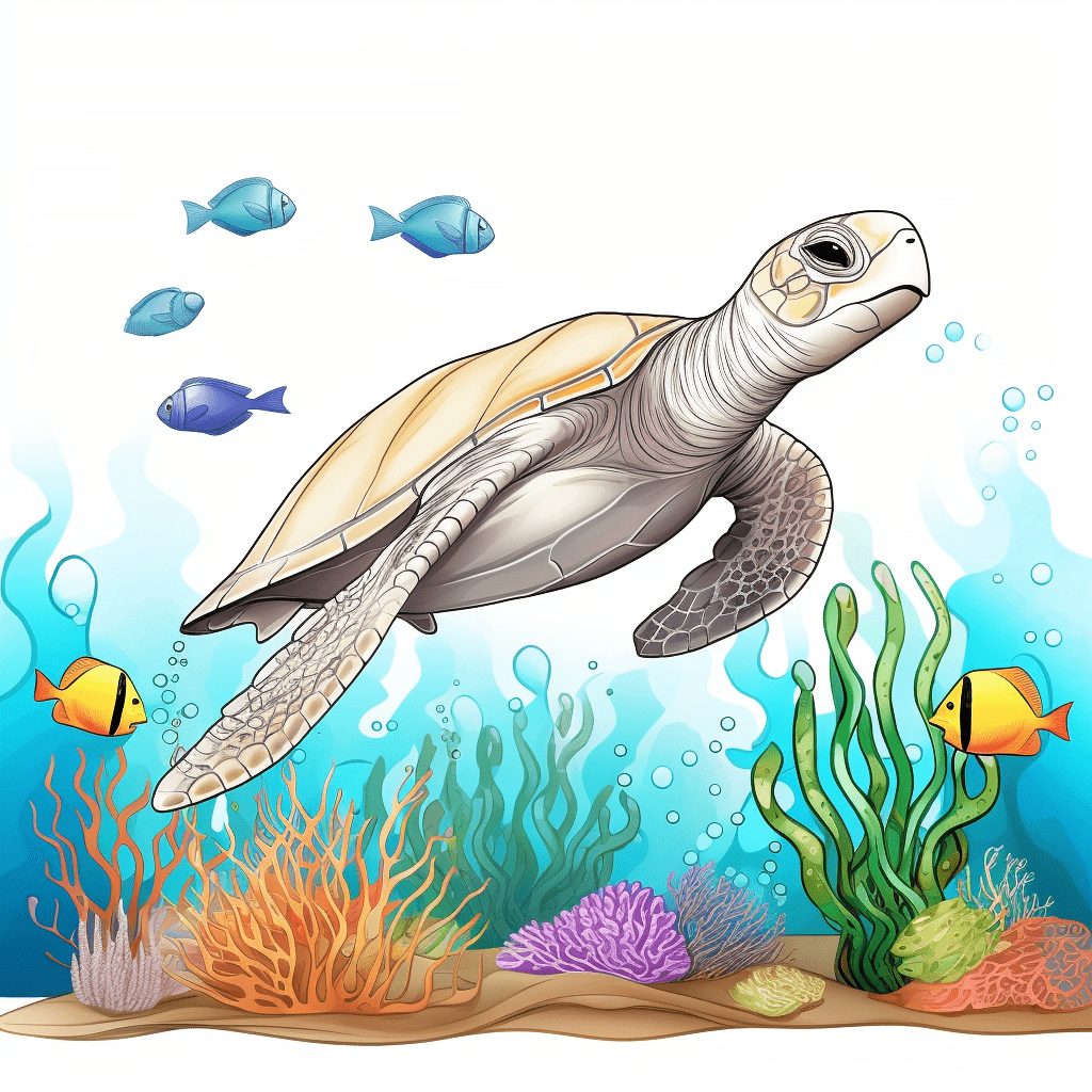 Lederschildkröte frisst Qualle Ausmalbild und Malvorlage