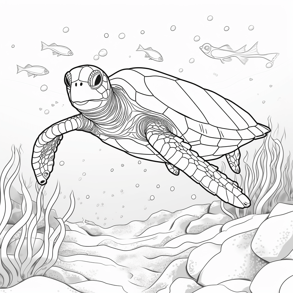 Lederschildkröte macht Seestern nach Ausmalbild und Malvorlage