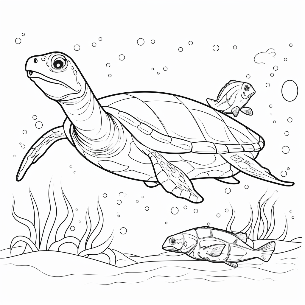 Lederschildkröte und Hai Ausmalbild und Malvorlage