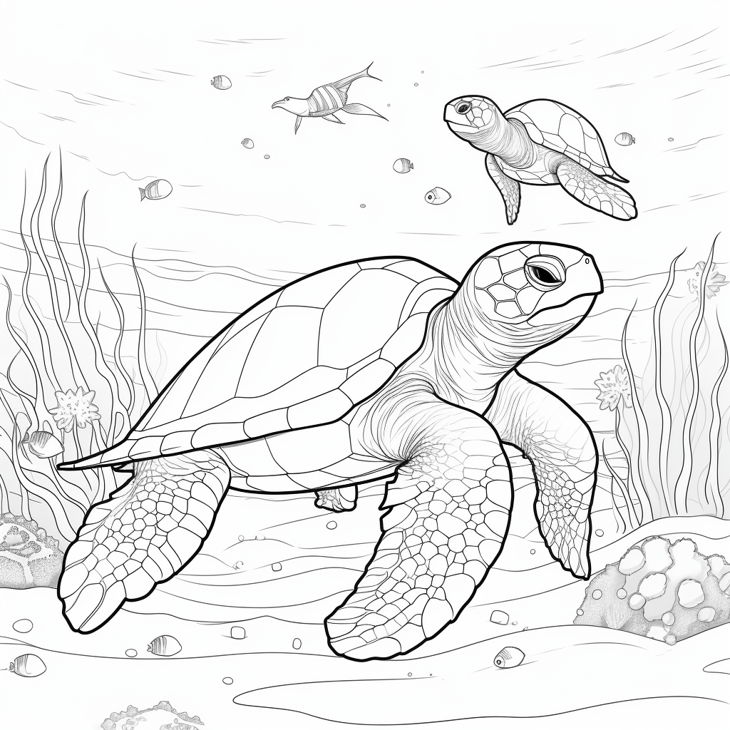Lederschildkröte und Krabbe Ausmalbild und Malvorlage