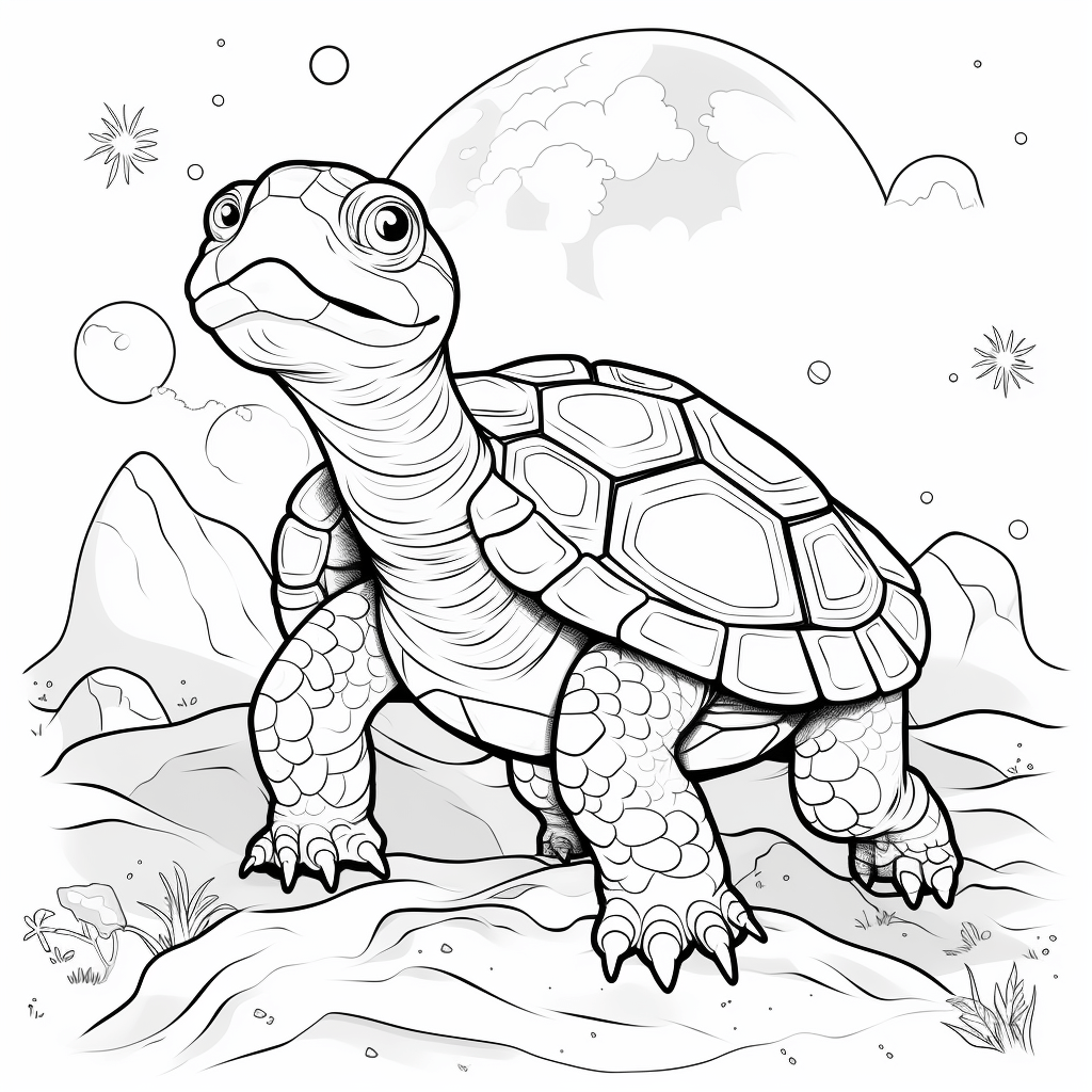 Lederschildkröte und Mondlicht Ausmalbild und Malvorlage
