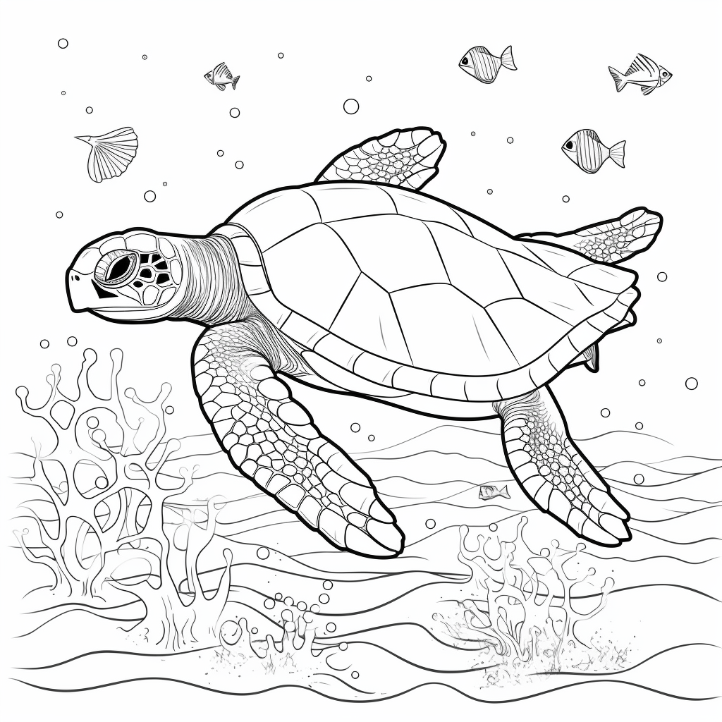Lederschildkröte und Seestern Ausmalbild und Malvorlage