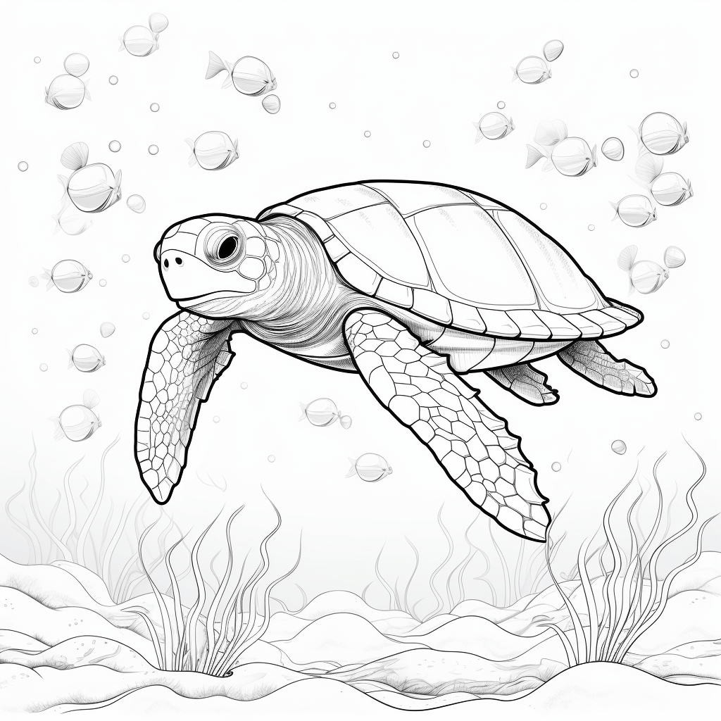 Lederschildkröte wird von Qualle gestochen Ausmalbild und Malvorlage
