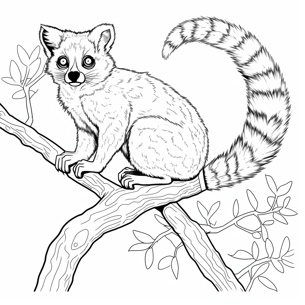 Lemur klettert auf Baum Ausmalbild und Malvorlage