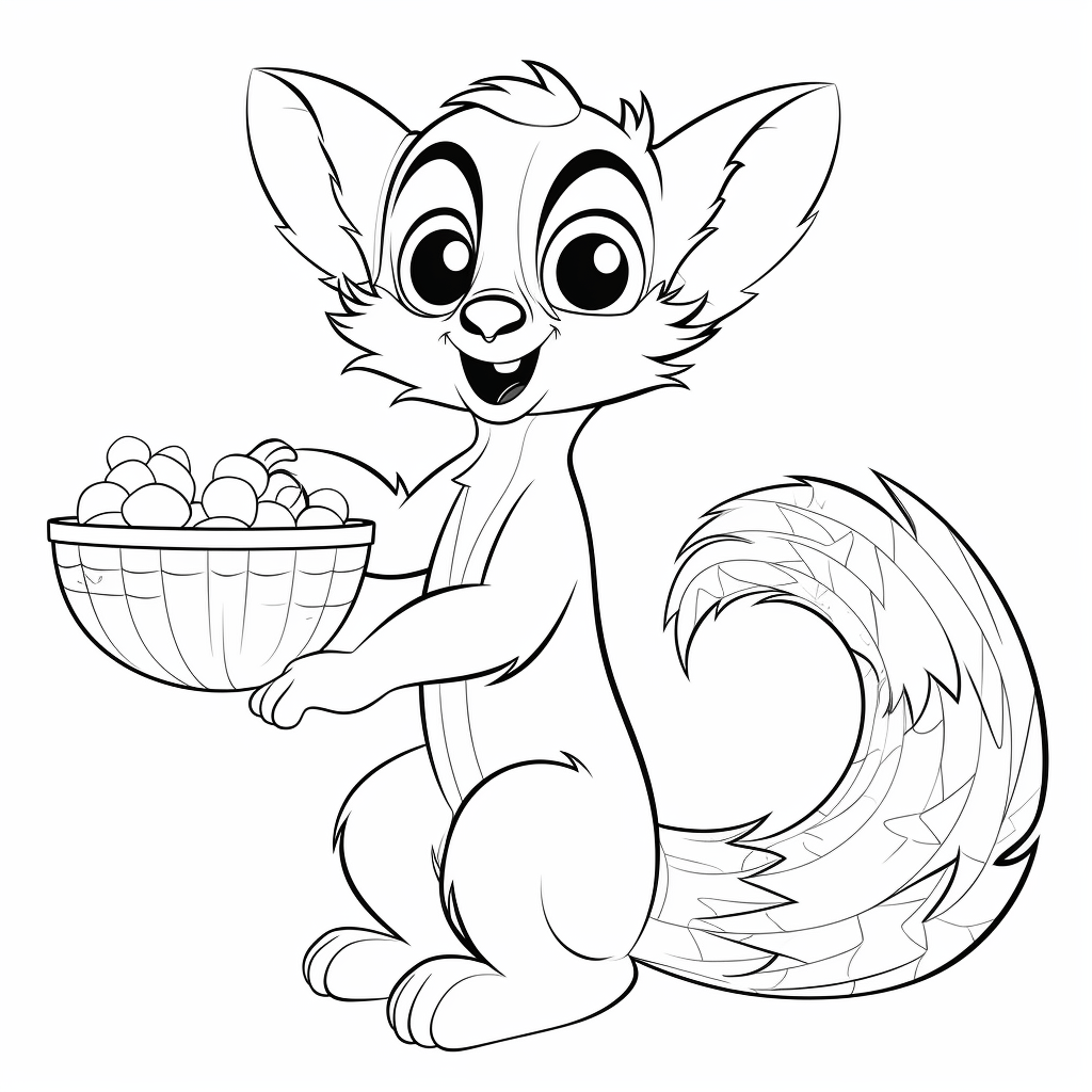 Lemur mit Banane Ausmalbild und Malvorlage