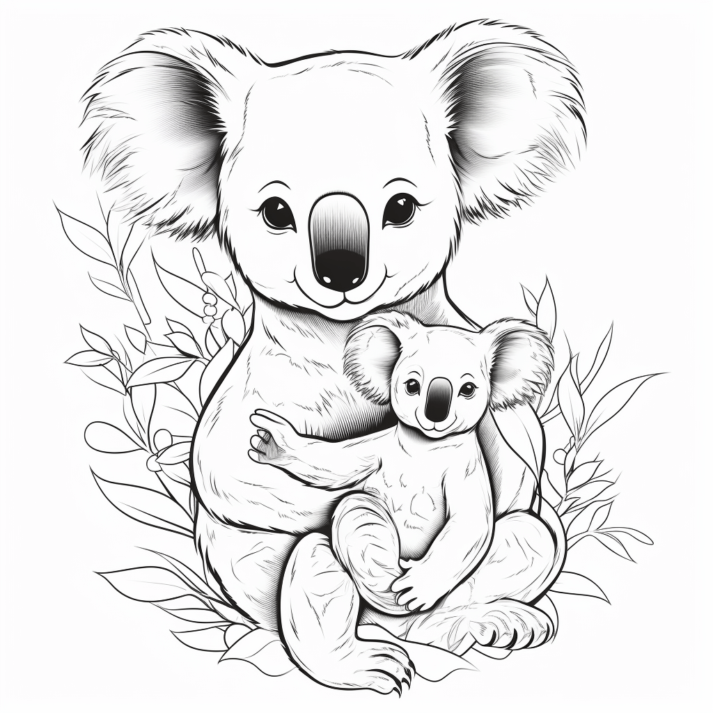 Mama-Koala und Baby-Koala Ausmalbild und Malvorlage