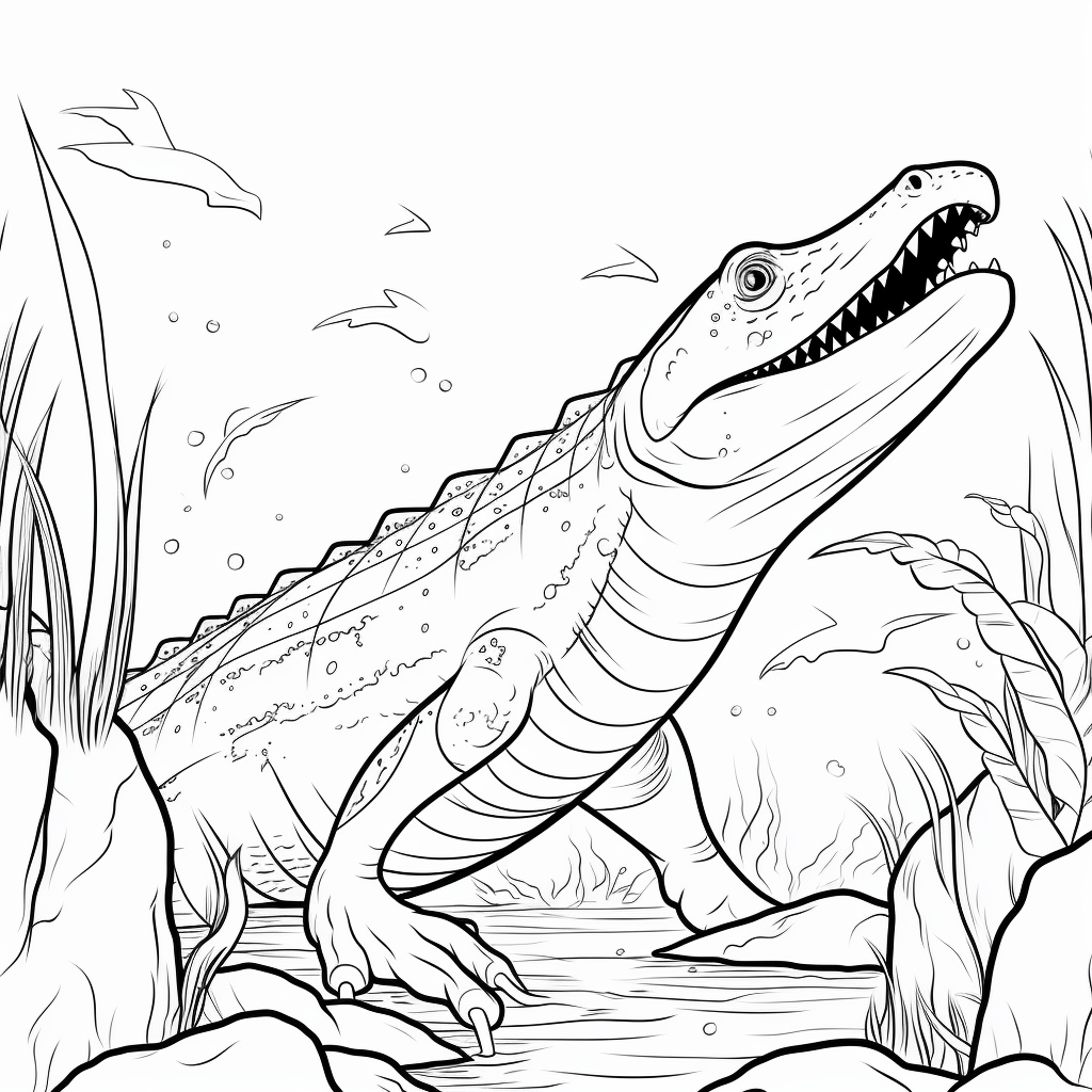 Mosasaurus mit einer Verletzung auf der Haut Ausmalbild und Malvorlage