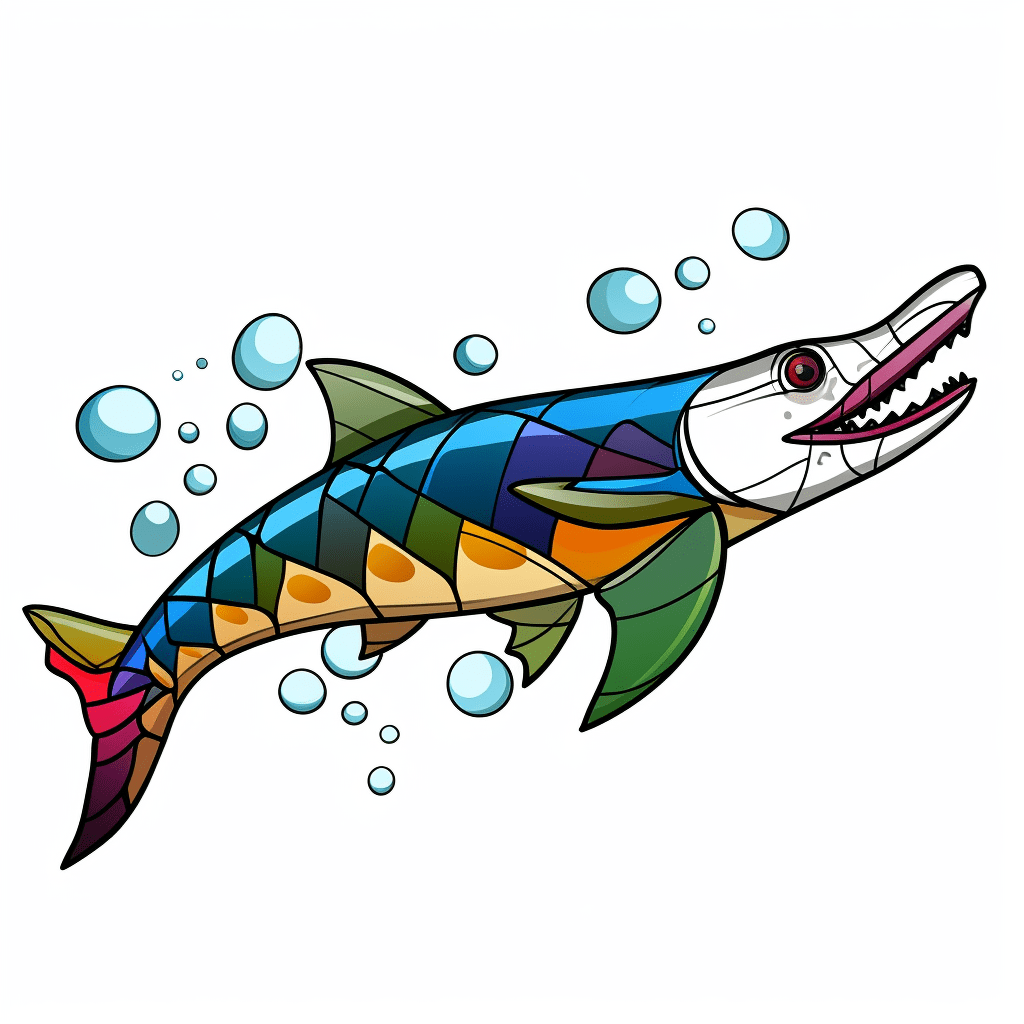 Mosasaurus mit glänzenden Schuppen Ausmalbild und Malvorlage