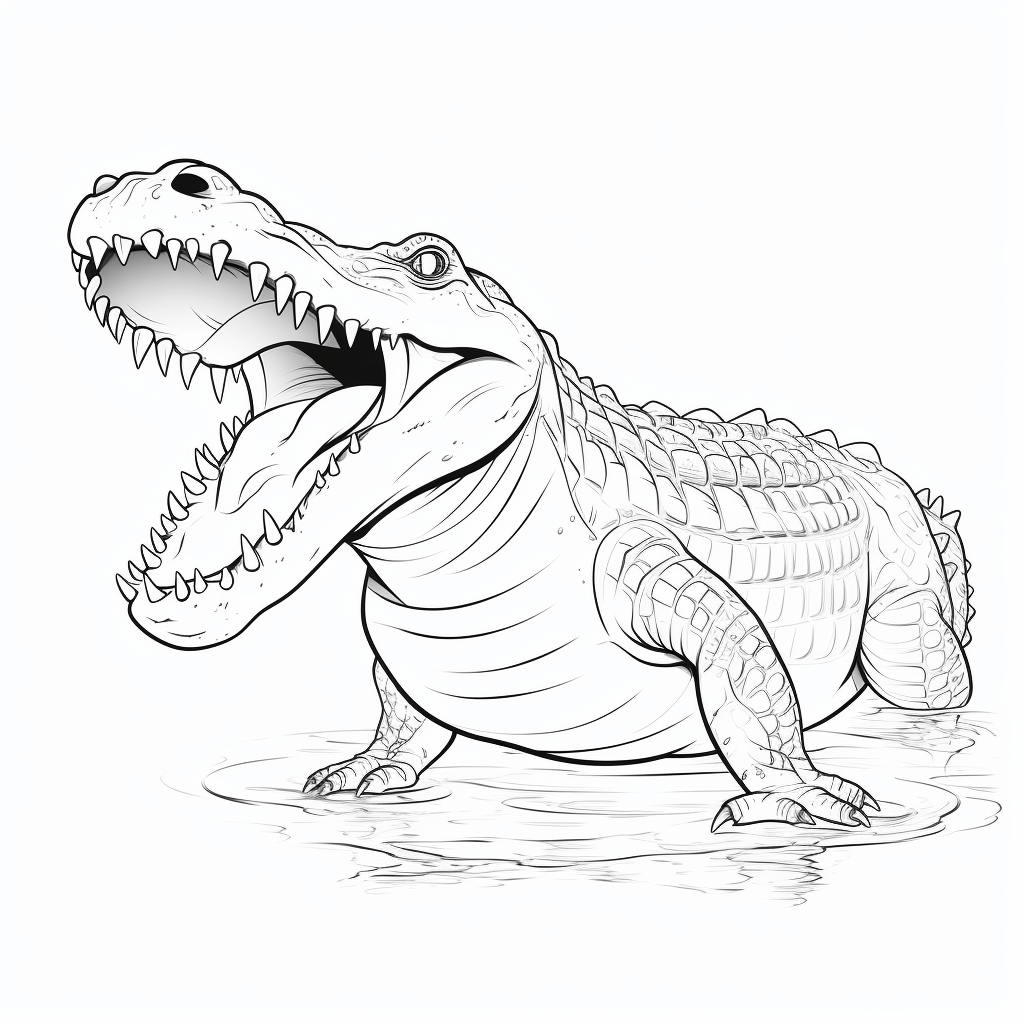 Nilkrokodil brüllt Ausmalbild und Malvorlage