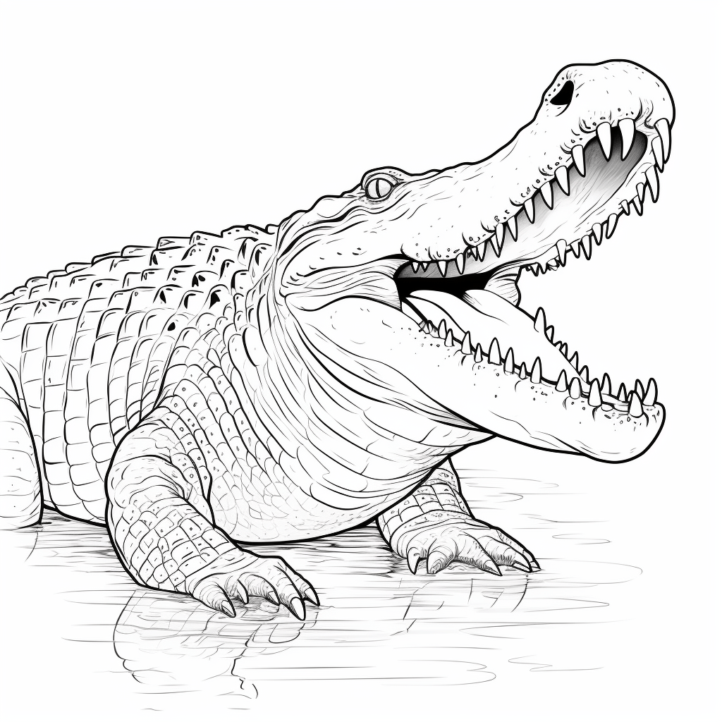 Nilkrokodil gähnt Ausmalbild und Malvorlage