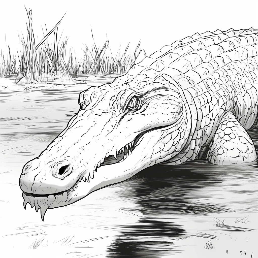 Nilkrokodil im Wasser Ausmalbild und Malvorlage